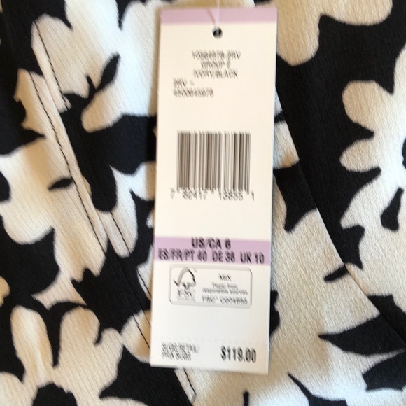 BNWT Jones Studio B/W Floral Print Dress - Picture 6 of 8